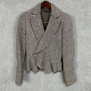 Banana Republic Jacket Women’s 6 Brown Lined Tweed Puplum Raw Edge Wool Blend